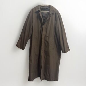 Ralph Lauren VINTAGE Chaps Lined Men's 46L Trench Coat Olive Green/Brown VTG
